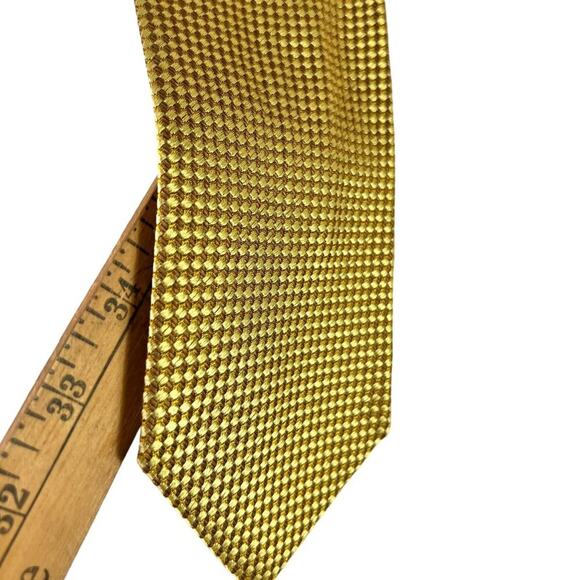 Ermenegildo Zegna Gold Tie - 100% Silk - Classic Textured Made In Italy - Picture 7 of 12